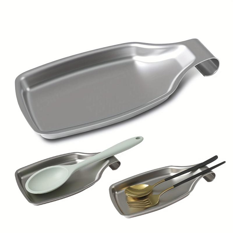 Kitchen Spoon Rest for Countertop, Utensil Holder with Drip Tray, Cutlery Organizer Rack, Cooking Utensils Shelf, Food Serving Tray for Spatula Ladle, Dinnerware Storage for Home Restaurant, 1 Pack