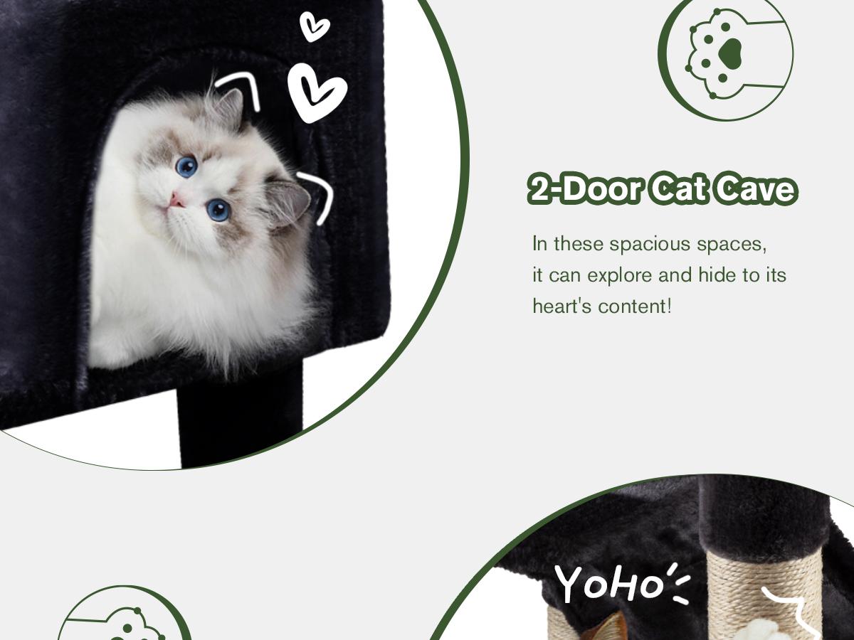 MUTICOR 65in Multi-Level Cat Tree Tower for Indoor Big Cats with Cozy Plush Perches,Cat Condo,Sisal Scratching Posts & Hammock and Baskets#TikTokShopBlackFriday #ChristmasGifts