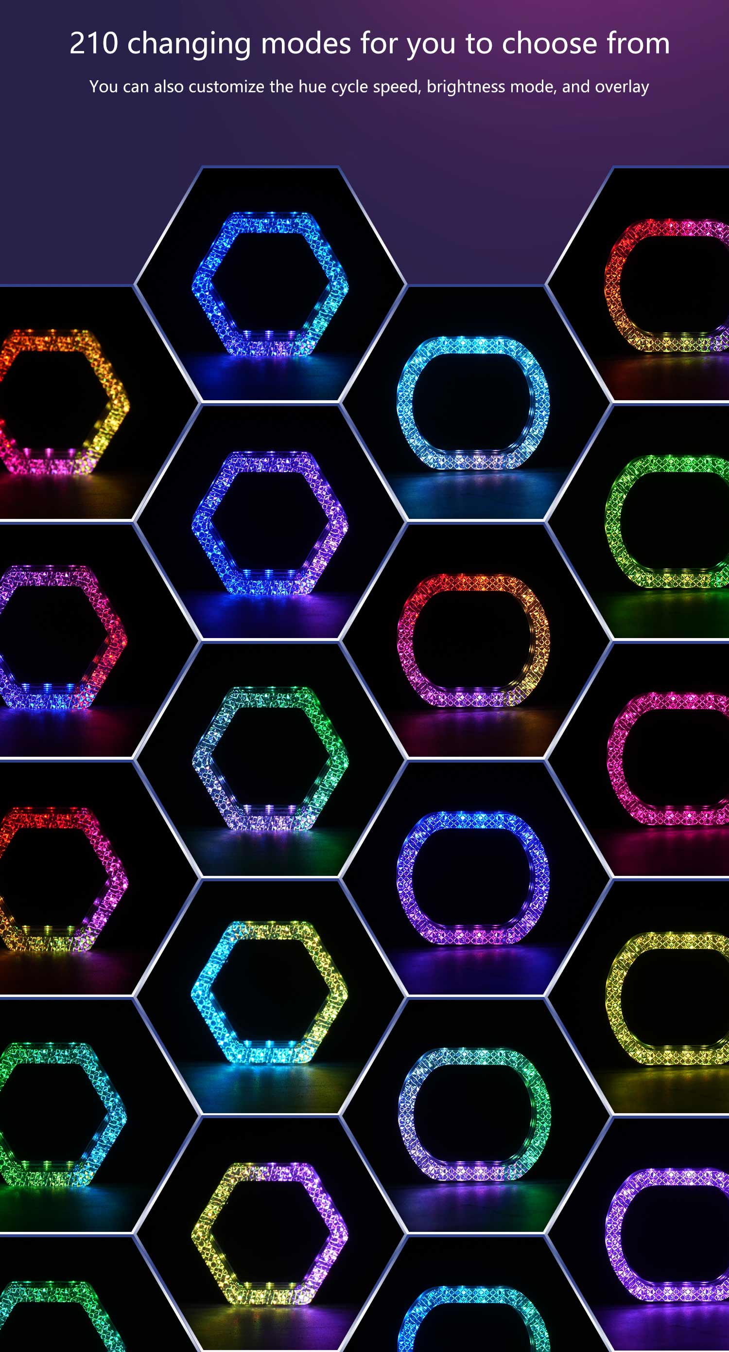 2PCS 5D RGB Angel Eyes Halo Rings Lights with Turn Signal Lights APP Bluetooth LED Motorcycle Retrofit DRL Car Headlight