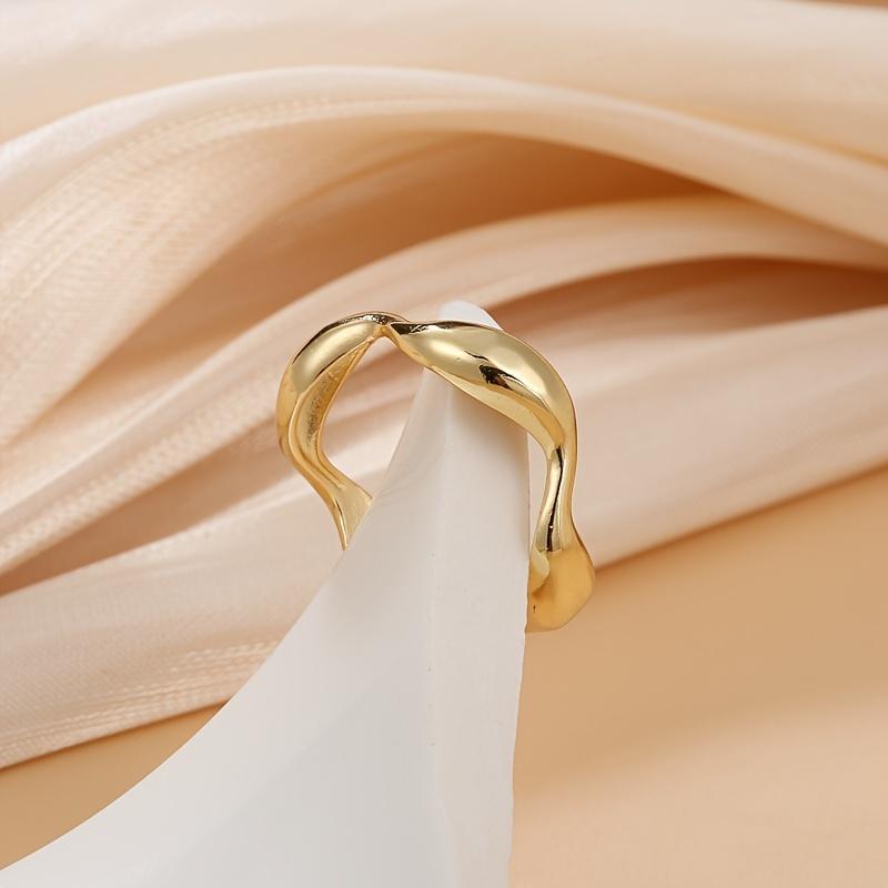 [Gold Open Ring] 18K Gold Plated Irregular Wave Open Ring | Adjustable Delicate Jewelry For Women Girls | Wedding Engagement Party Decor Gift