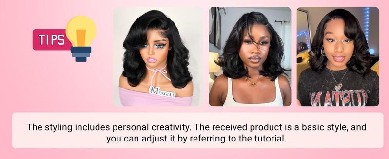 [Upgraded 7x6 Lace] Menglle Hair Glueless Pre Cut Lace 7X6 Bouncy Body Wave Lace Front Wigs Ready To Go Short Bob Human Hair Wigs Side Part Beginner Friendly#springfresh#GiftedInLove