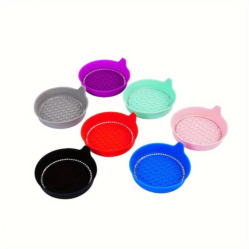 2 Counts Non-Slip Water Cup Pads, Car Coasters with Rhinestone Bling Decoration, Anti-Skid 8 cm Rubber Cup Mat, Car Interior Accessory