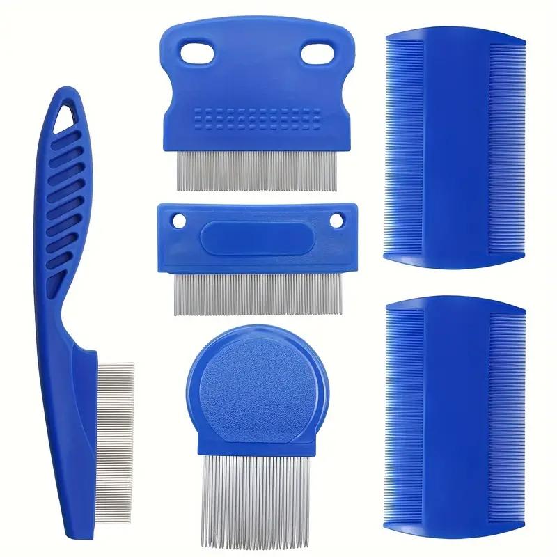 6-Piece Pet Flea Comb Set, Polypropylene Material, Fine Tooth Grooming Combs for Cats, Dense Teeth Design for Flea Removal and Hair Shedding Control, Clean