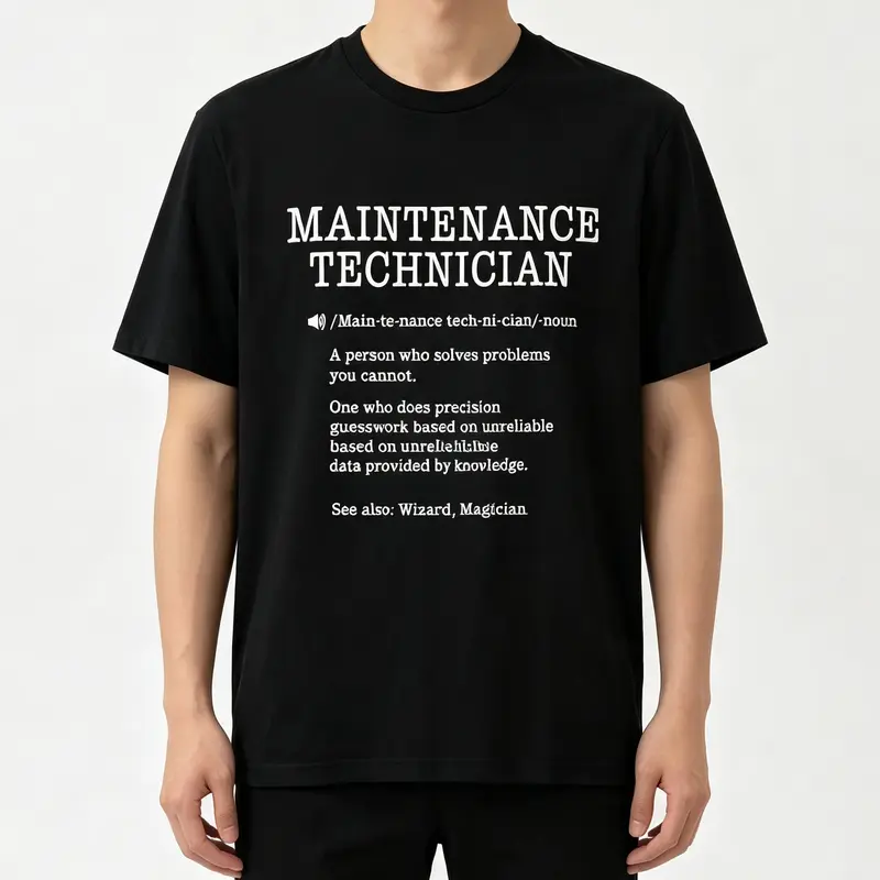 Men's Cotton Round Neck Graphic T-Shirt - Korean Oversized Look Laid-Back Style, Cute Tech-Joke Dictionary Definition Wizard Magician Print, Breathable Fabric