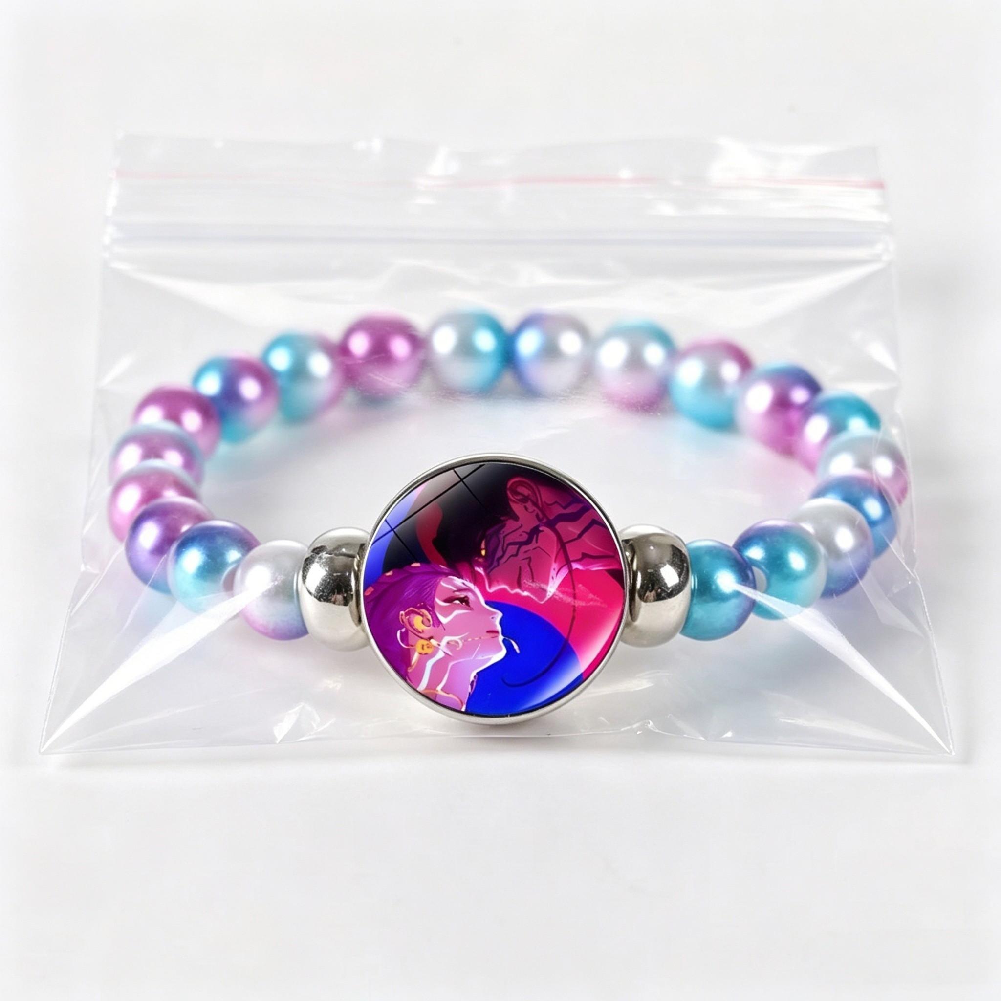Gradient Dreamy Sparkle Bead Bracelet, Anime Witch Idol Friendship Jewelry Gift, Sweet Cool Best Friend Pendant Chain, Exquisite Trendy Bracelet