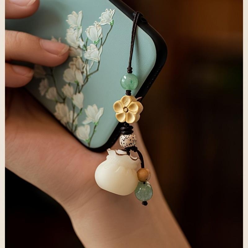 2pcs/Blessed Money Bag Phone Chain Pendant Lanyard Handmade Buddha Engraved Lucky Gift Wealth Bag