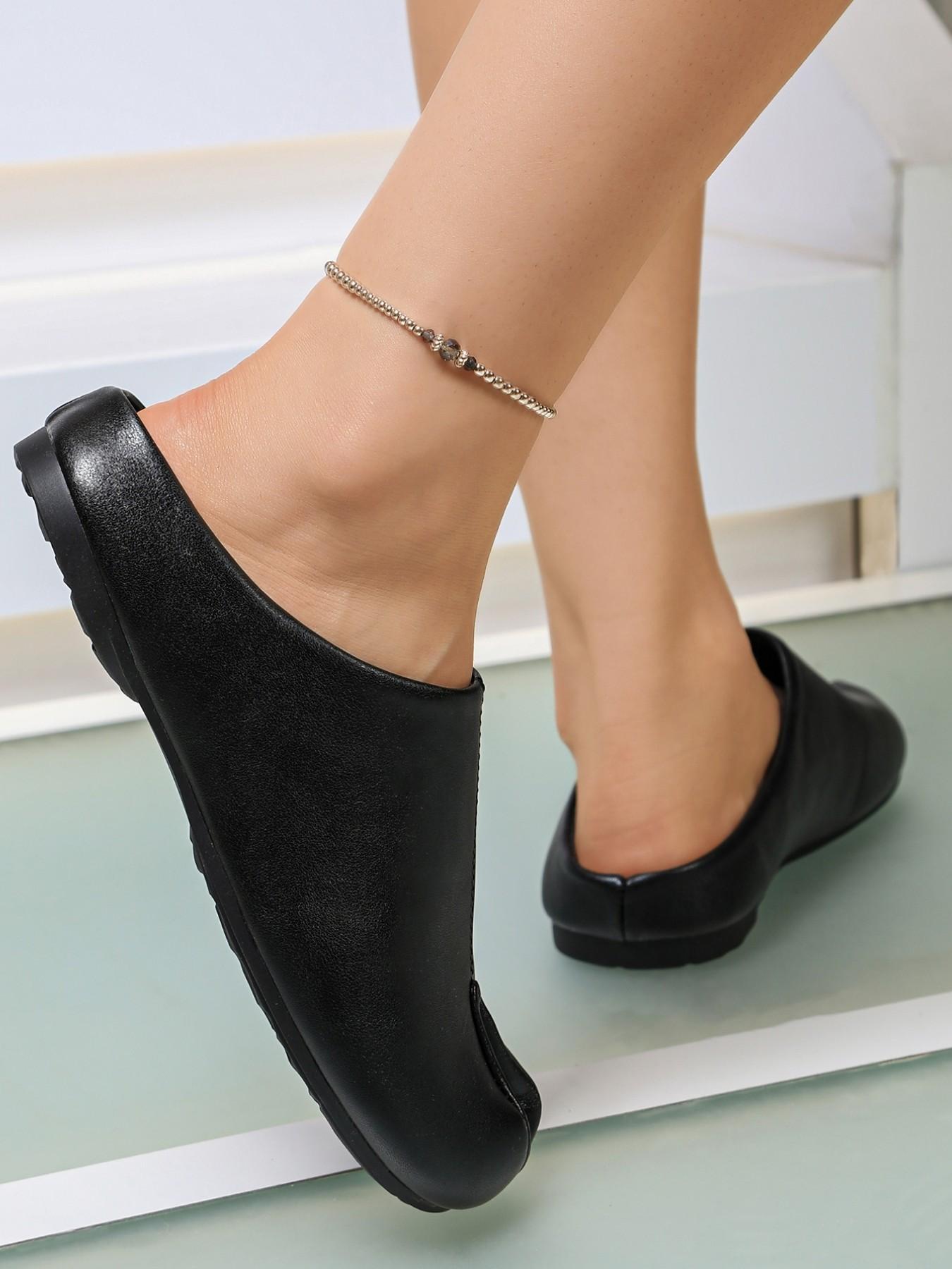 Women's Split Toe Sandals, Soft Sole Non-Slip Slippers, Elegant PU Material, Plain Design, Ideal for Home & Commute, Comfortable Outdoor Wear