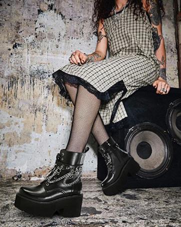 Goth Boots Holographic Combat Platform Boots for Women Knee High | Rave Style Mid Calf Boots, Lightweight Wedge Boots, Lace Up & Zipper Closure, Wide Toe Box, All-Day Comfort Wear for Concert
