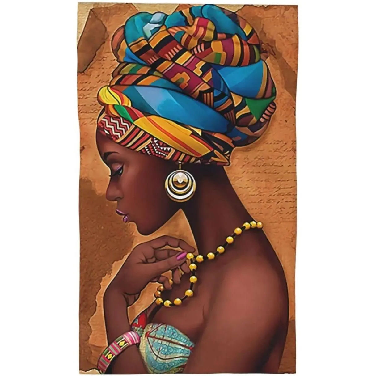 African American Woman Highly Absorbent Decorative Soft Cotton Multipurpose Fingertip Hand Towels for Bathroom Hotel Gym Spa