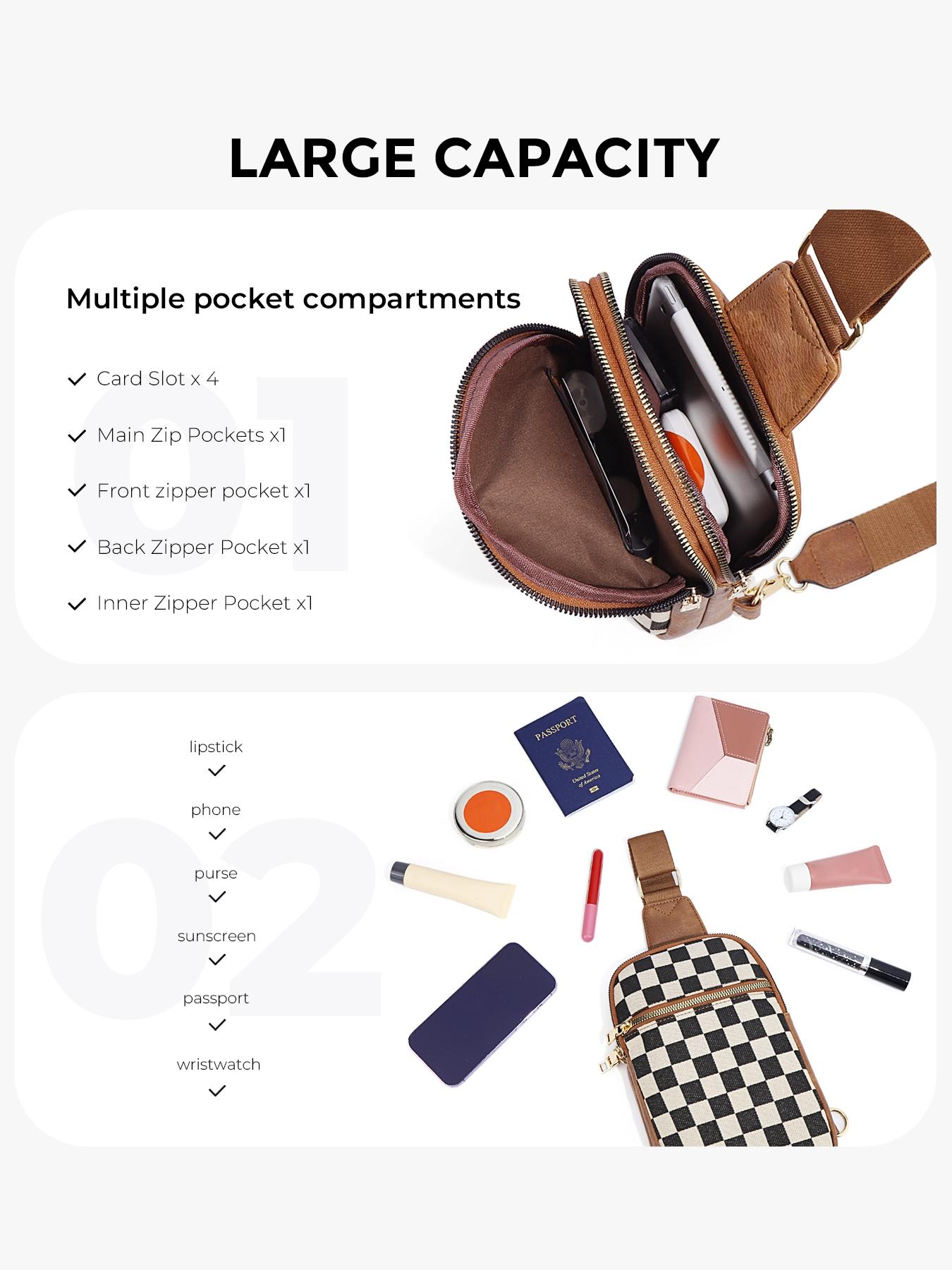 Checkered Women's Solid Color Fanny Pack, Fashionable Sling Bag for Daily Used, Casual Trendy Versatile High-quality Daily Commuting Bag, Checkered Bum Bag