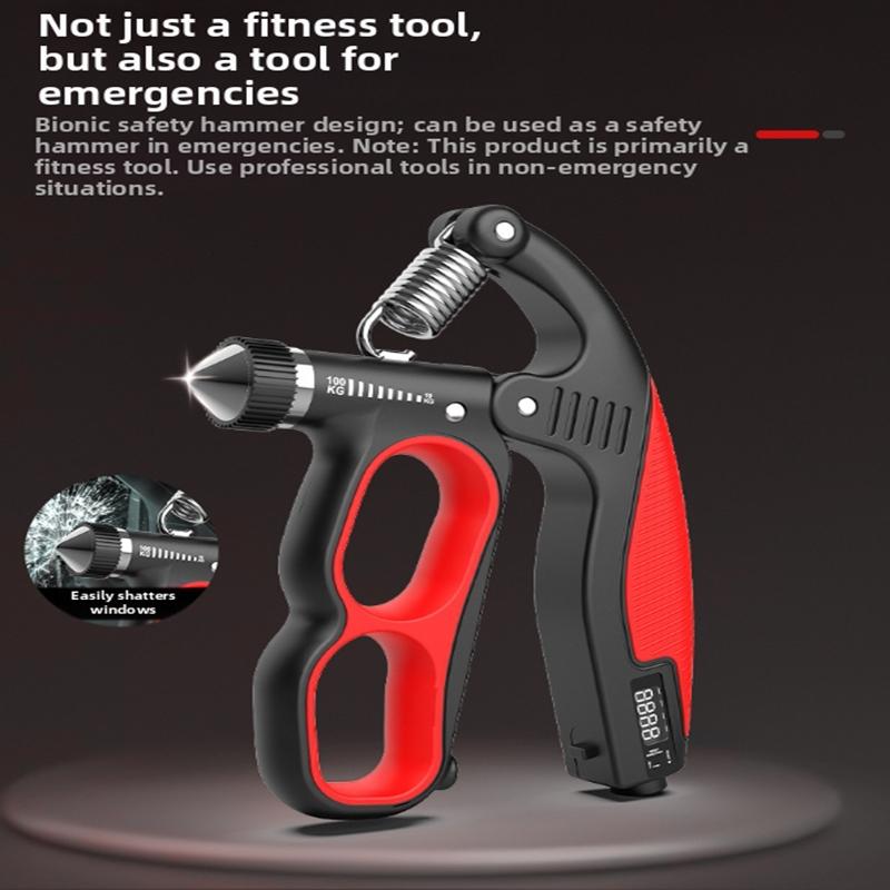 Adjustable Hand Grip Strengthener, Finger Gripper for Muscle Training & Recovery, Portable Emergency Window Breaker Included, Hand Grip Exerciser