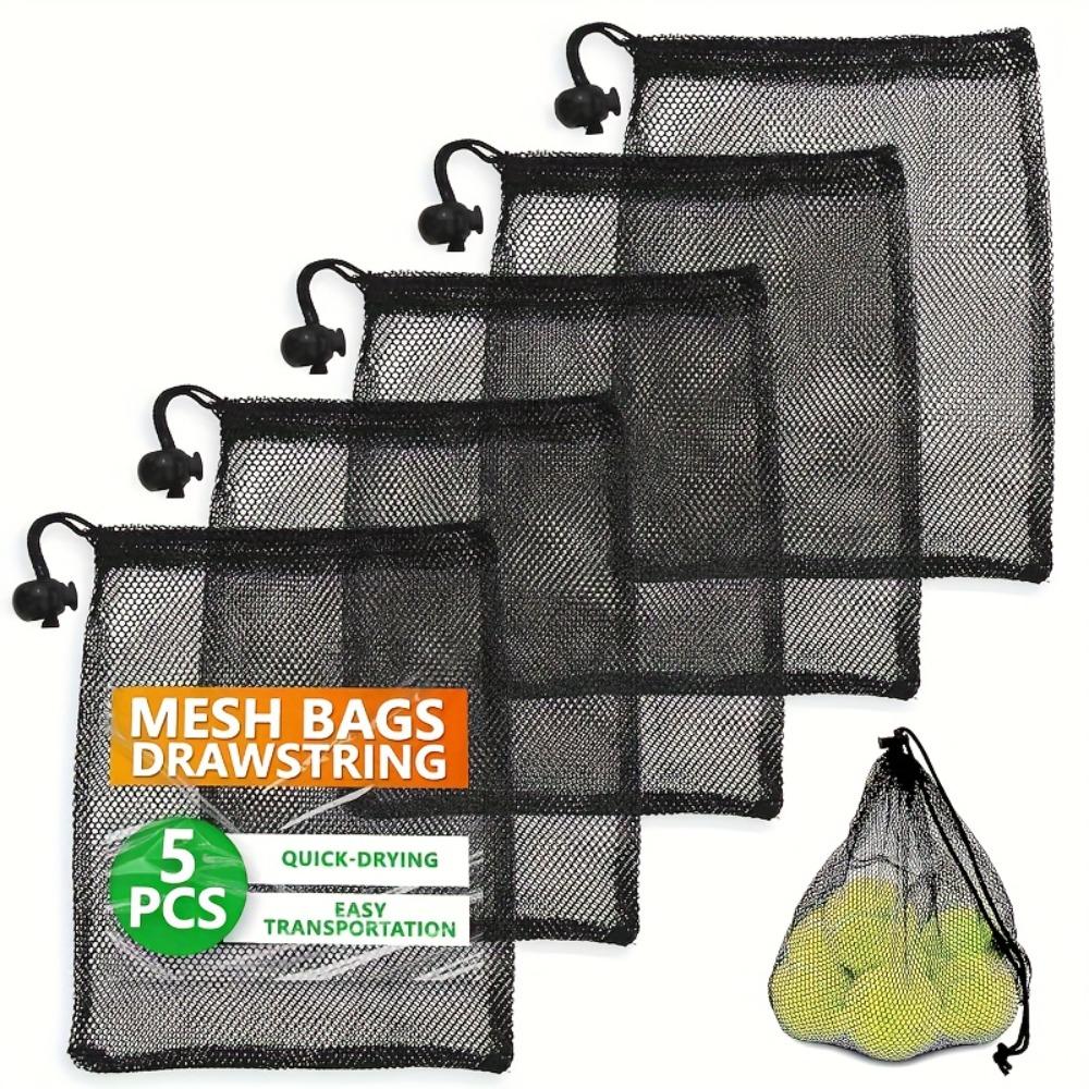 Drawstring Mesh Bag Set, Durable Lightweight Breathable Storage Bags, Ideal for Travel Swimming Sports Equipment Organization, Ball Bags, Gym Bags