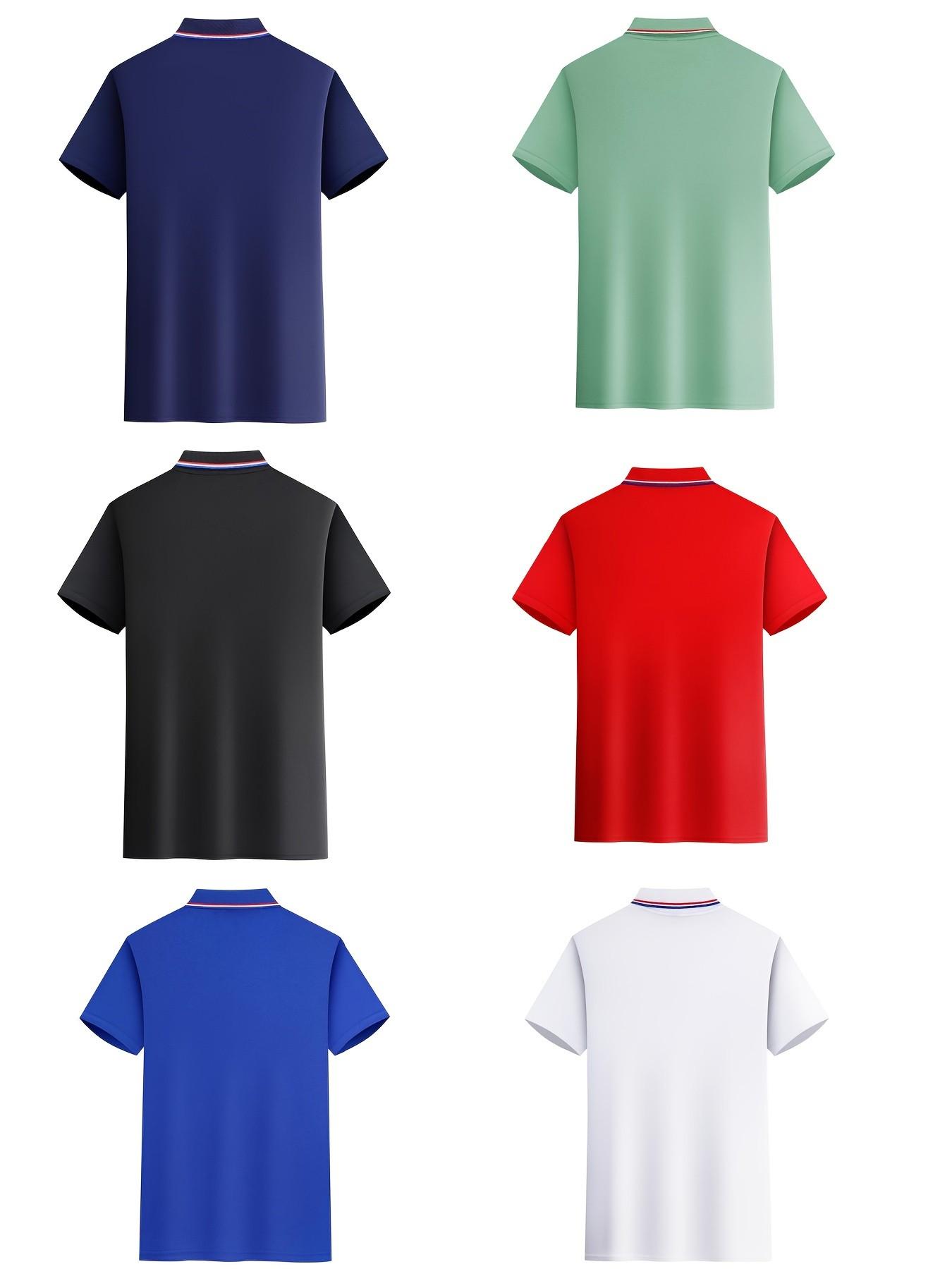 Men's Polo Shirt Set, Casual Fashion Home Wear, Solid Color Fitted Short Sleeve Horse Print, Contrast Collar, Breathable Daily/golf Shirts