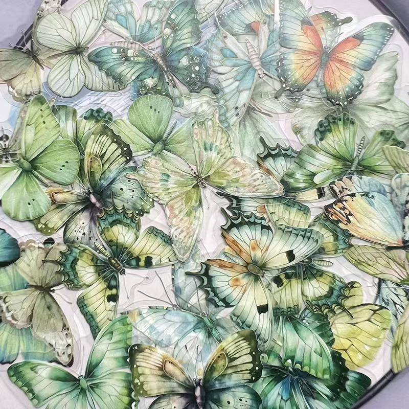 Cute Butterfly Sticker Pack, 40 Pcs Pet Transparent Waterproof DIY Decorative Stickers, Perfect for Water Cups and Crafts