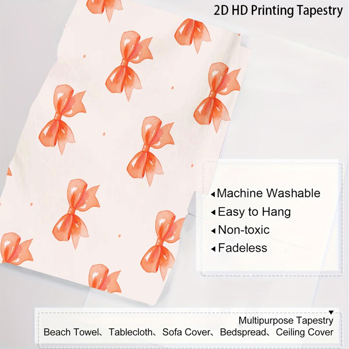 Bow Series Cute Romantic Sweet Decorative Tapestry, Gentle Healing Girlish Aesthetic, Photo & Party Backdrop, Housewarming Birthday Valentine's Day Christmas Gift