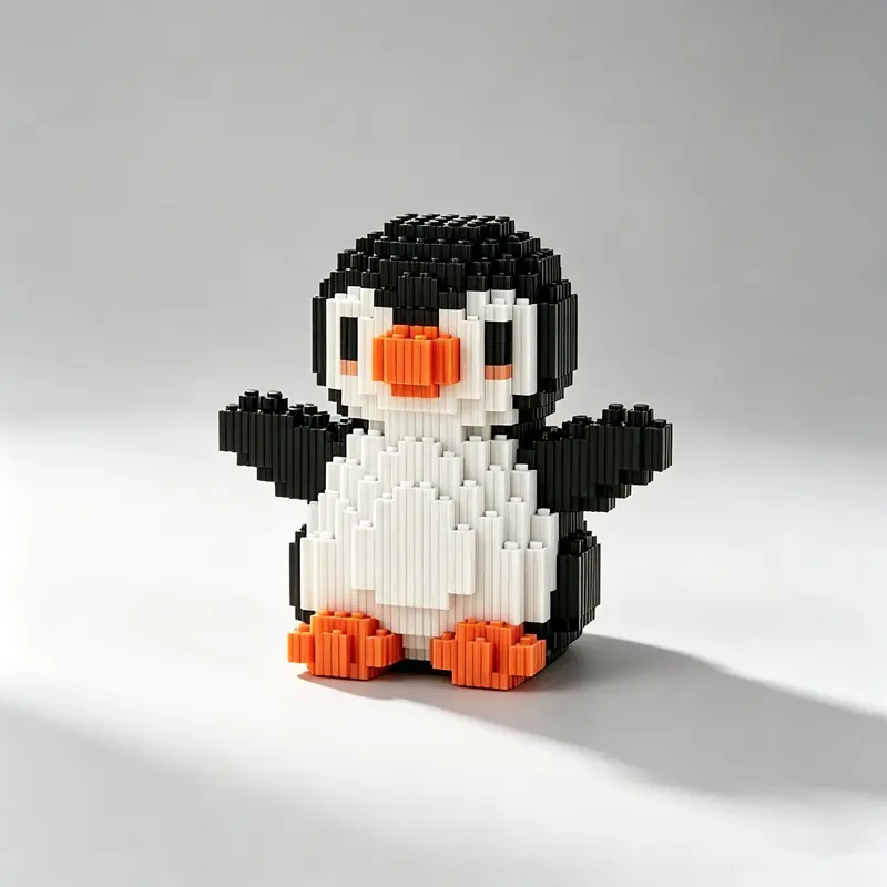 Cute Penguin 3D Puzzle Building Blocks Decoration, Bookshelf Home Office Cabinet Decor, Party Living Room TV Stand Display Gift