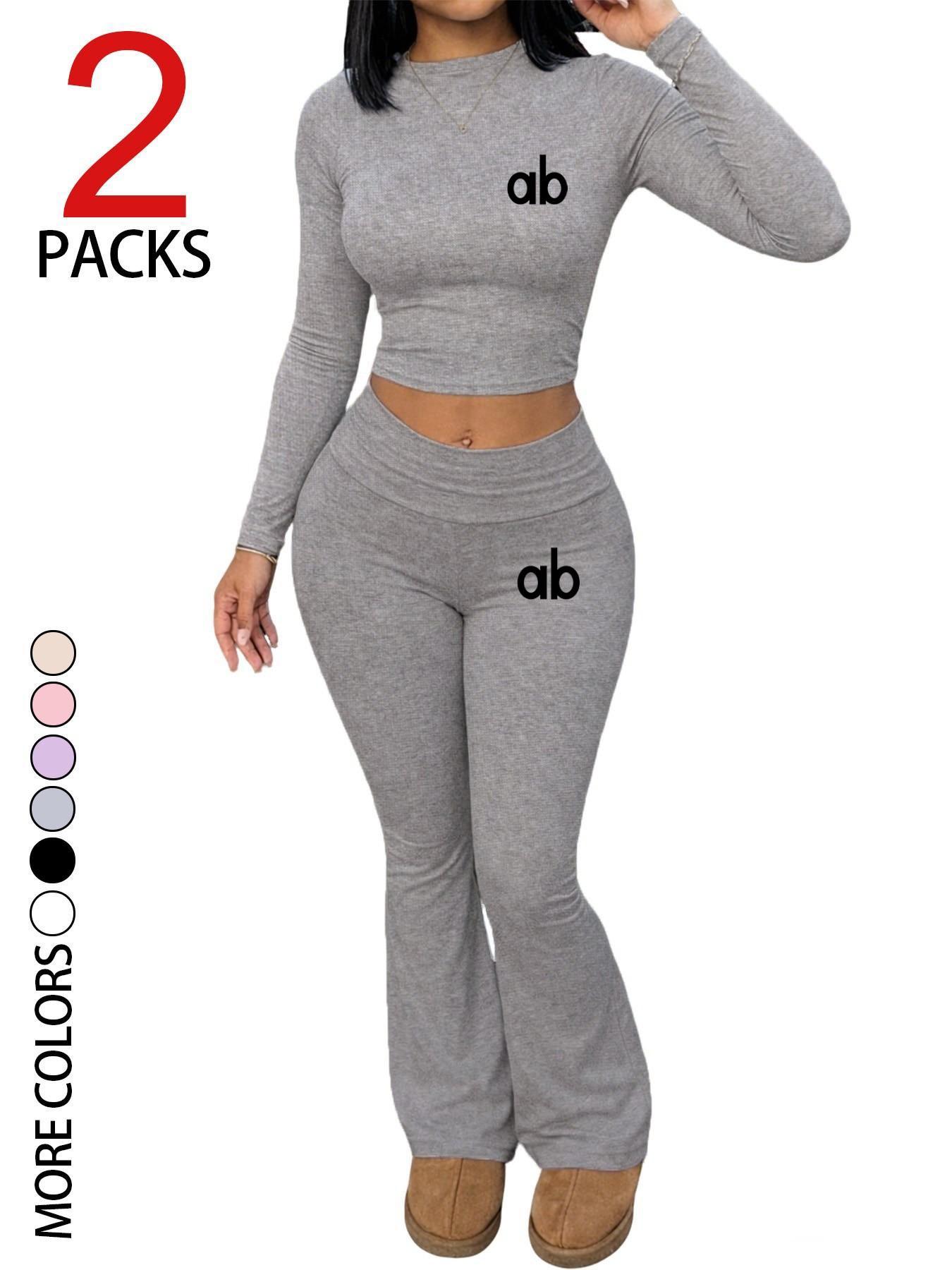 2 Piece Women's Casual Set, Relaxed Fit Long Sleeve Top + Slim Flare Pants, Soft Comfortable Fabric, Perfect for Outdoor and Travel Outfit