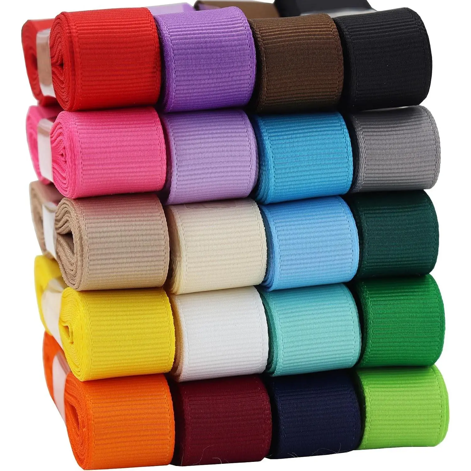 5/8 inch Solid Color Ribbon Grosgrain Ribbon, 20 Colors*2 Yards Each Total 40 Yds Per Package, Assortment 20 Colors Ribbon Perfect for Bows, Crafts, Gifts Wrapping