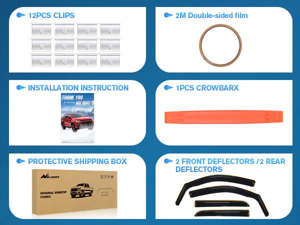 Nilight in Channel Window Deflectors for Chevy Silverado/GMC Sierra 1500 Crew Cab 2014-2018,Silverado/Sierra 2500HD-3500HD Crew Cab 2015-2019 Rain Guards,Vent Window Visors-4pcs Car Truck Auto Accessories Vehicle  dealsforyoudays