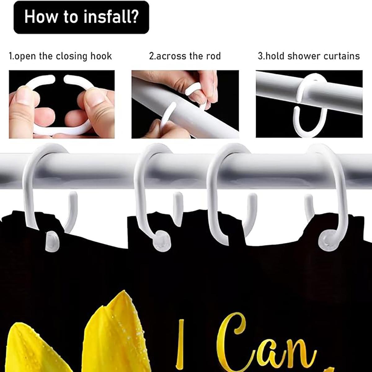 1/4pcs Sunflower Inspirational Quotes Themed Shower Curtain Set, includes a non-slip mat, U-shaped rug, and toilet seat cover. Perfect for bathroom decoration, partitioning, and beautifying the space. Comes with 12 shower curtain hooks. Shower Essentials