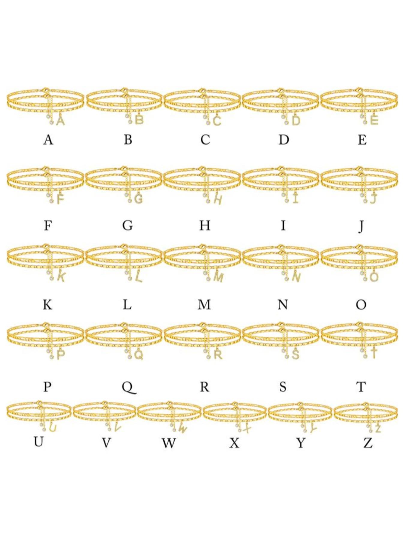 26 Letters Double Layer Gold Anklet Set, Personalized Initial Pendant Foot Jewelry, Stackable Versatile Statement Ankle Bracelet