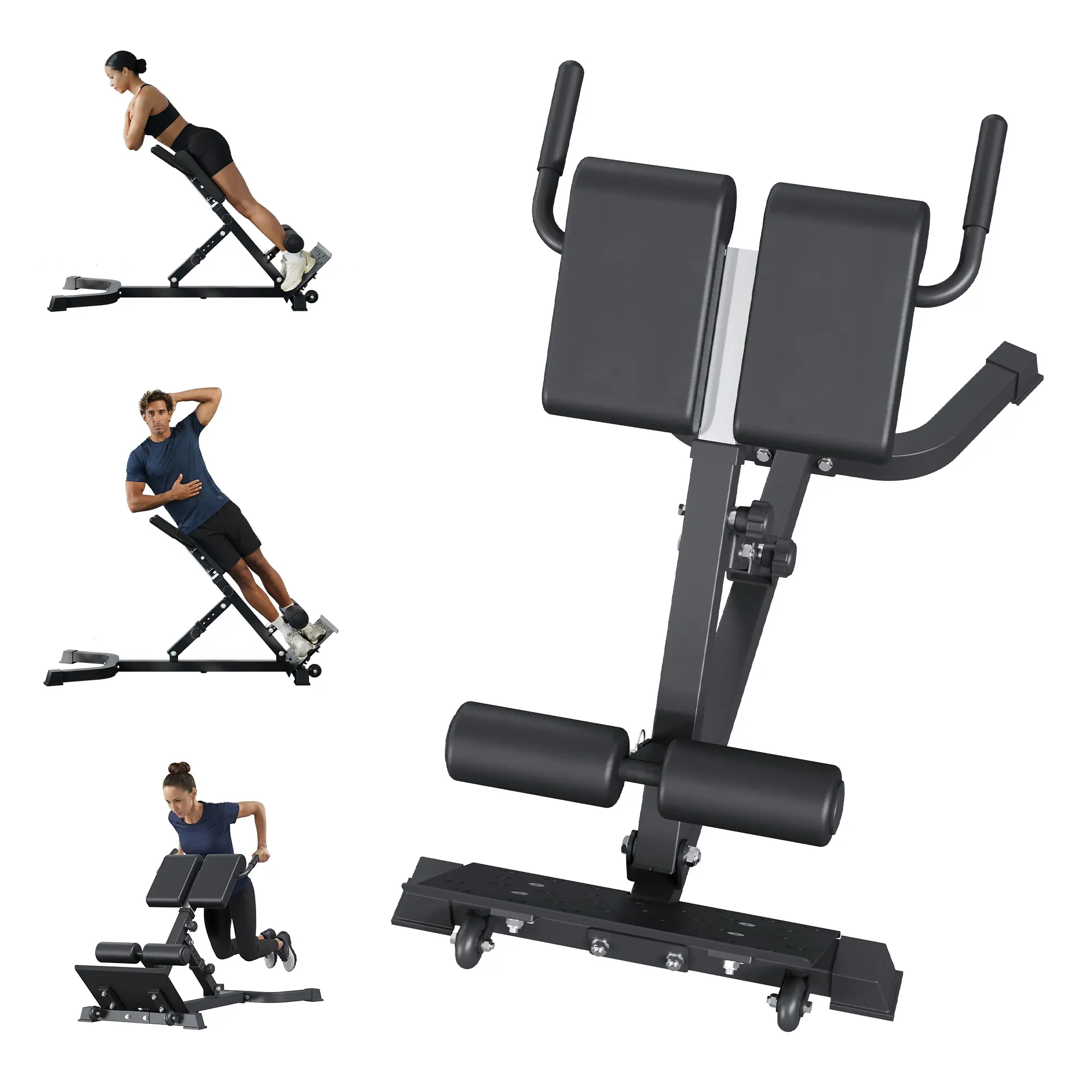 Gaomon Hyperextension Roman Chair, Adjustable Back Extension Bench for Home Gym, 330lbs Capacity Core Strength Trainer with Anti-Slip Footplate, Lower Back Pain Relief Equipment