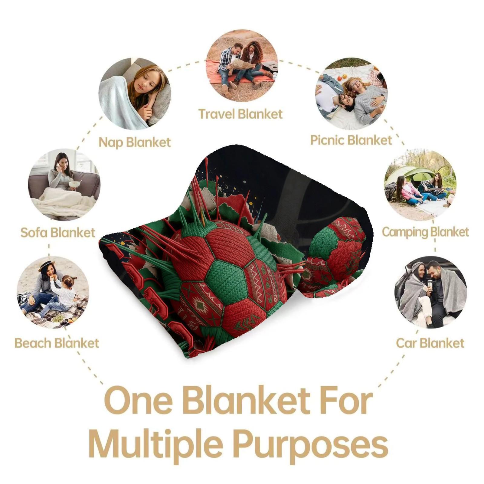 World Cup National Theme Football Decor Blanket, Sofa Cover, Nap Blanket, Air Conditioning Blanket, Perfect for World Cup Parties, Sports Bars, Outdoor Camping