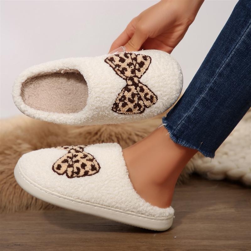 Slippers For Women Bow Slippers Memory Foam Slippers Slip On Plush Fluffy Warm House Shoes Indoor Outdoor Winter Warm Mini Snow Boots