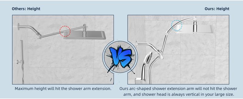 Hibbent All Metal Shower Head,10'' High Pressure Rain Shower Head/Handheld Showerhead Combo with 16'' Adjustable Arc-shaped Shower Extension Arm, 7-Spray, 71'' Hose Adhesive Showerhead Holder, Chrome Hibbent All Metal Shower Head,10'' High Pressure Rain Shower Head/Handheld Showerhead Combo with 16'' Adjustable Arc-shaped Shower Extension Arm, 7-Spray, 71'' Hose Adhesive Showerhead Holder, Chrome