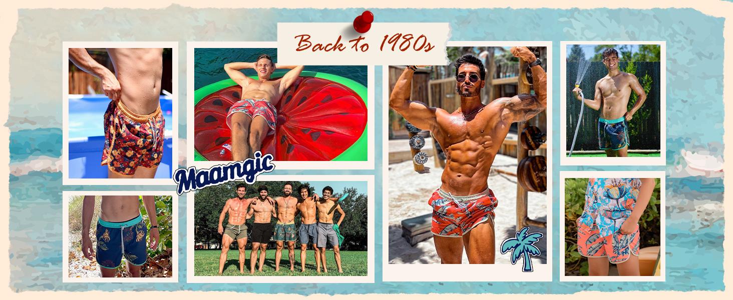 Men’s Quick Dry Floral Swim shorts with Adjustable Waistband, Spandex, Quick-Drying,  – Lightweight Summer Beach Trunks, Beach Activities, Casual Vacation