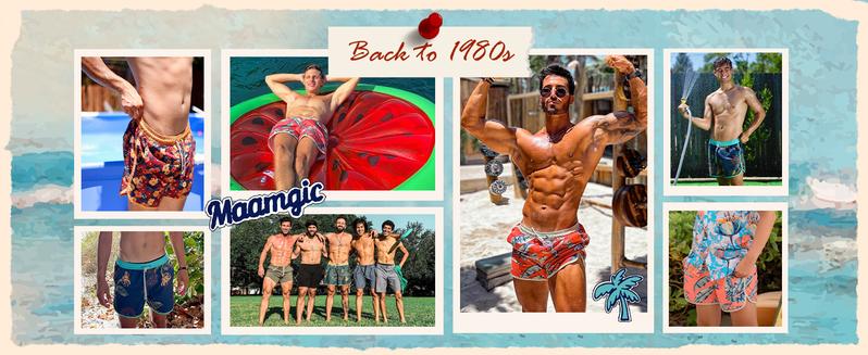 maamgic Mens Boys Short 80s 90s Vintage Swim Trunks, Regular Fit Summer Clothes,Going Out Outfit, Beach Shorts Clothes for Casual Vacation Holiday, Trendy Menswear Clothing, Drippy Outfits, Lazy School Outfit