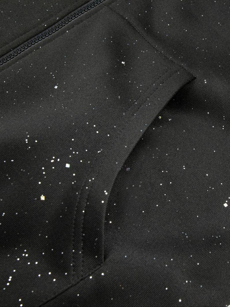 Men's Fall Winter Zip Hooded Jacket, Starry Dye Pullover, Vintage Street Art Style, Casual Long Sleeve Hoodie,  Thick Soft Fabric, Mens Top For Daily Wear