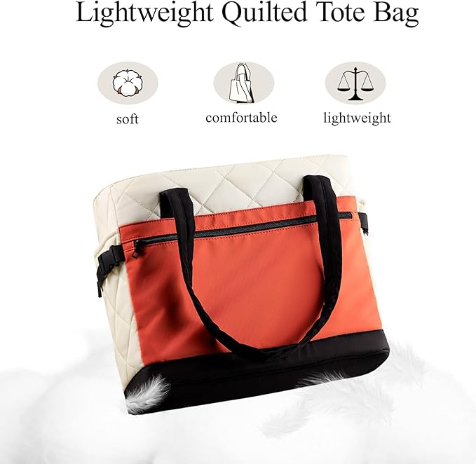 Puffer Tote Bag for Women, Lightweight Puffy Work Handbag, Quilted Purse, Teacher Nurse Quilted Shoulder Bag for School Travel Gym, Cloud Bag w/ Zipper, Daily College Bags, 15.6" Computer Bag, Clinical Nursing Bag, Ideal Gift for Women Puffer Tote Bag for Women, Lightweight Puffy Work Handbag, Quilted Purse, Teacher Nurse Quilted Shoulder Bag for School Travel Gym, Cloud Bag w/ Zipper, Daily College Bags, 15.6" Computer Bag, Clinical Nursing Bag, Ideal Gift for Women
