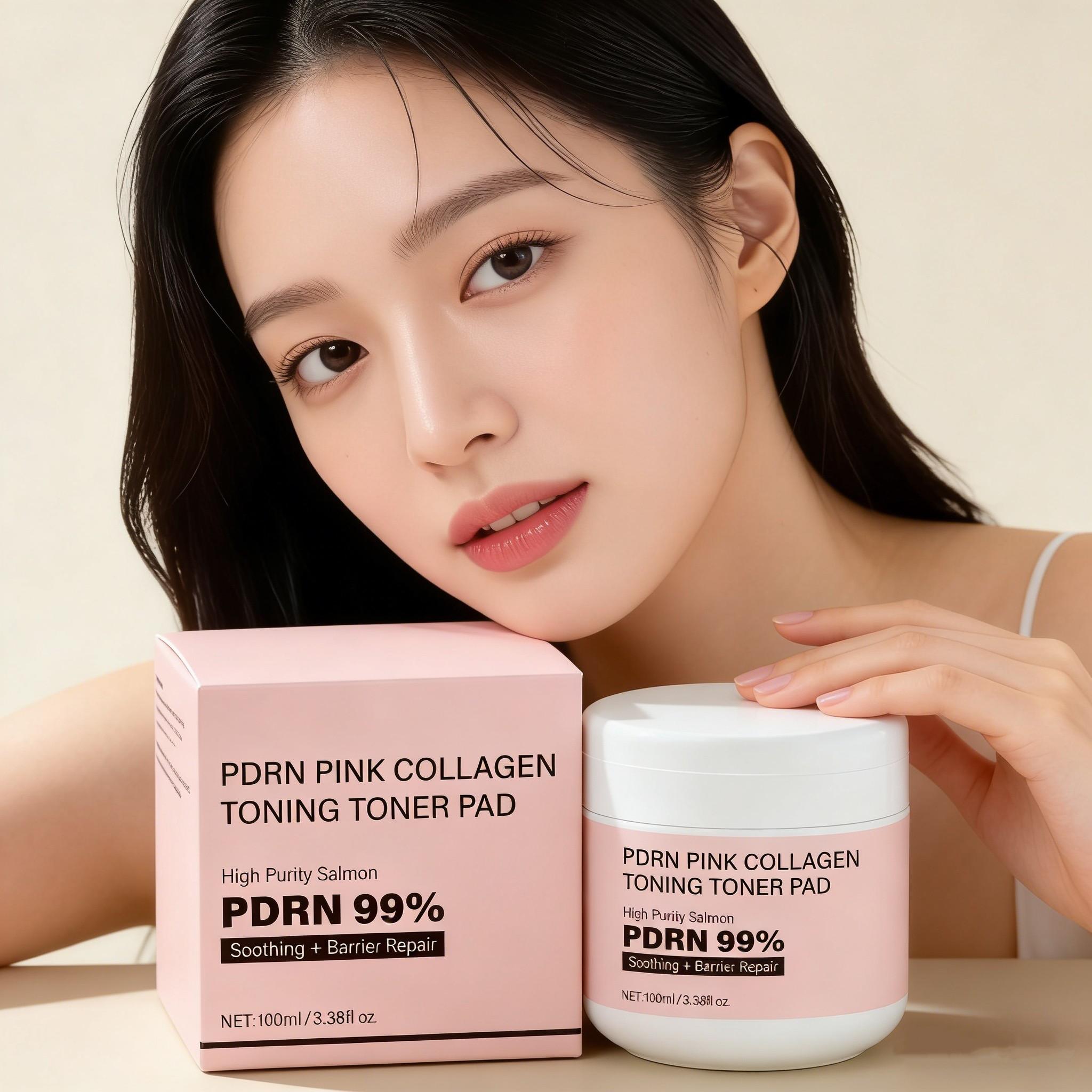 1PCS PDRN Pink Collagen Toner Pad — 99% PDRN Soothing Glow 2-in-1 Toner ...