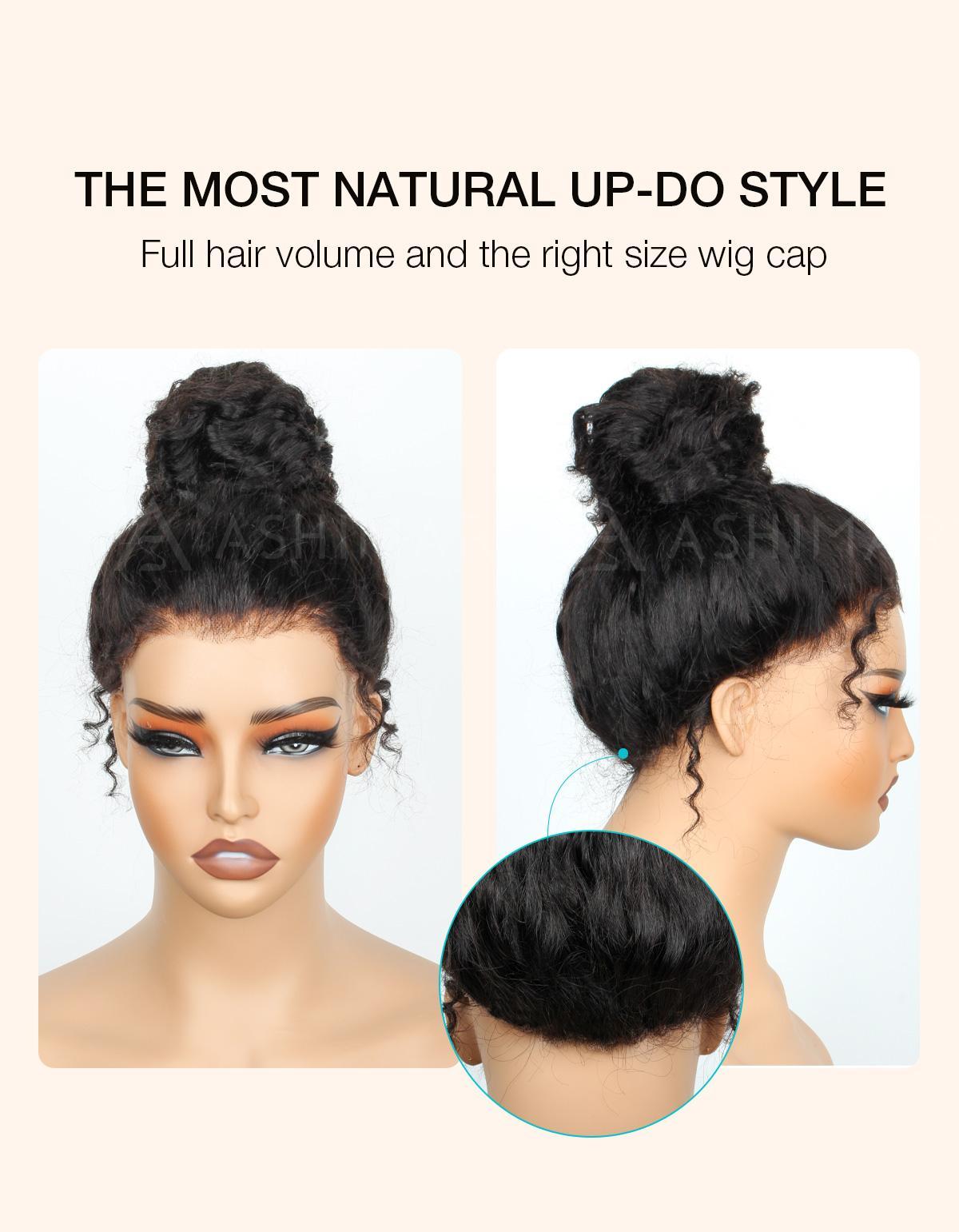 【Newborn Hairline Wig:24" Flash Sale】Kinky Curly Invisi Strap Snug Fit 360 Transparent Lace Frontal Bleached Knots Pre Cut Lace Wig With Drawstring