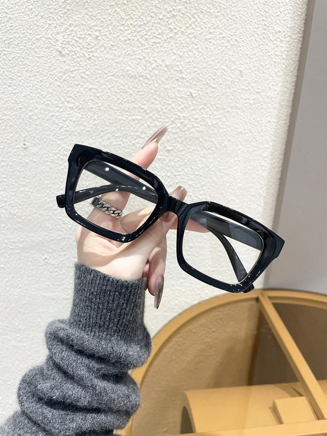 Unisex Square Frame Glasses, Blue Light Blocking Reading Glasses, Casual Daily Use, Decorative Lens, Suitable for Work and Fashion