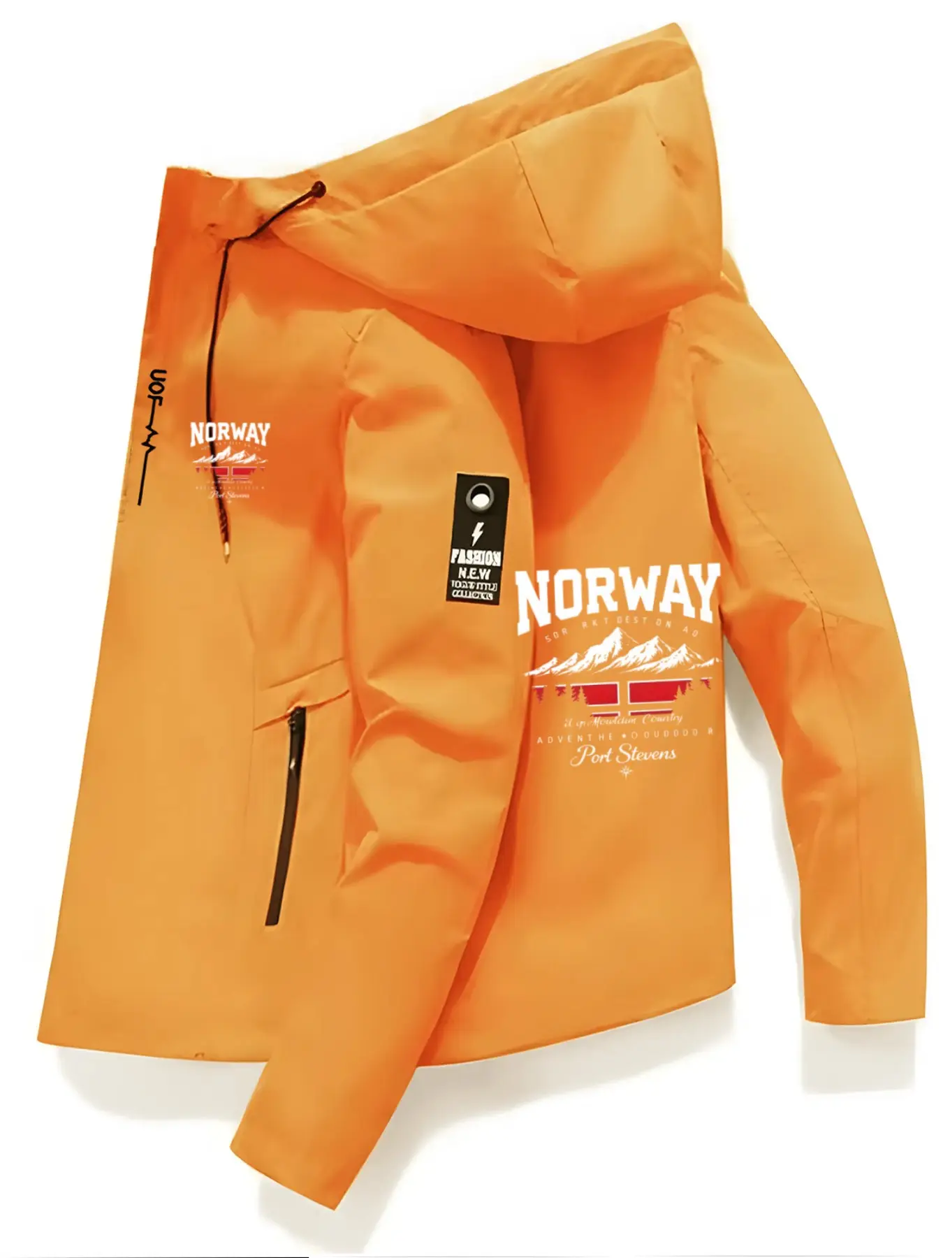 Men's Fashion Norway Logo Lightweight Outdoor Jacket, Casual Long Sleeve, Slim Fit, Spring & Fall, Durable Polyester, Zip Pockets