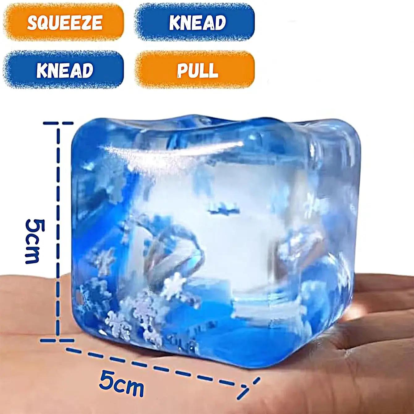 Ice Cube Water Drop Squeeze Toy in Blue,Pink,and Purple Rosie-Style Stress Relief Ball Ice Cube Squeeze Fun-Sensory Squeeze Toy - Sensory Toy Stress Relief Squeeze Fun -Stress-Reducing Blocks Relaxing and Fun Squeeze Toy Gift for Stress Relief