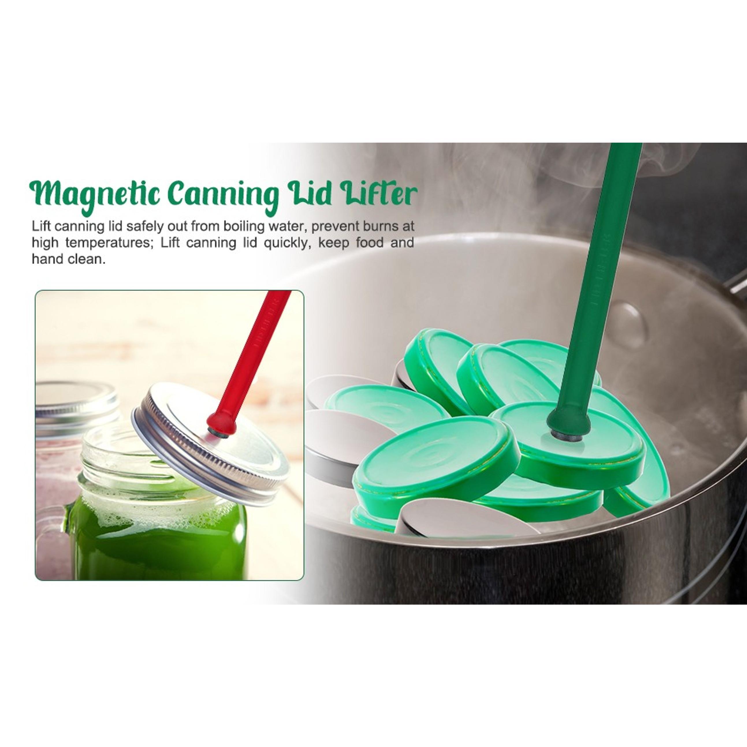 4 PCS Canning Kits- Include Magnetic Lid Lifter and Bubble Popper Heat Resistant Home Easy Canning Tools (Red+Green)