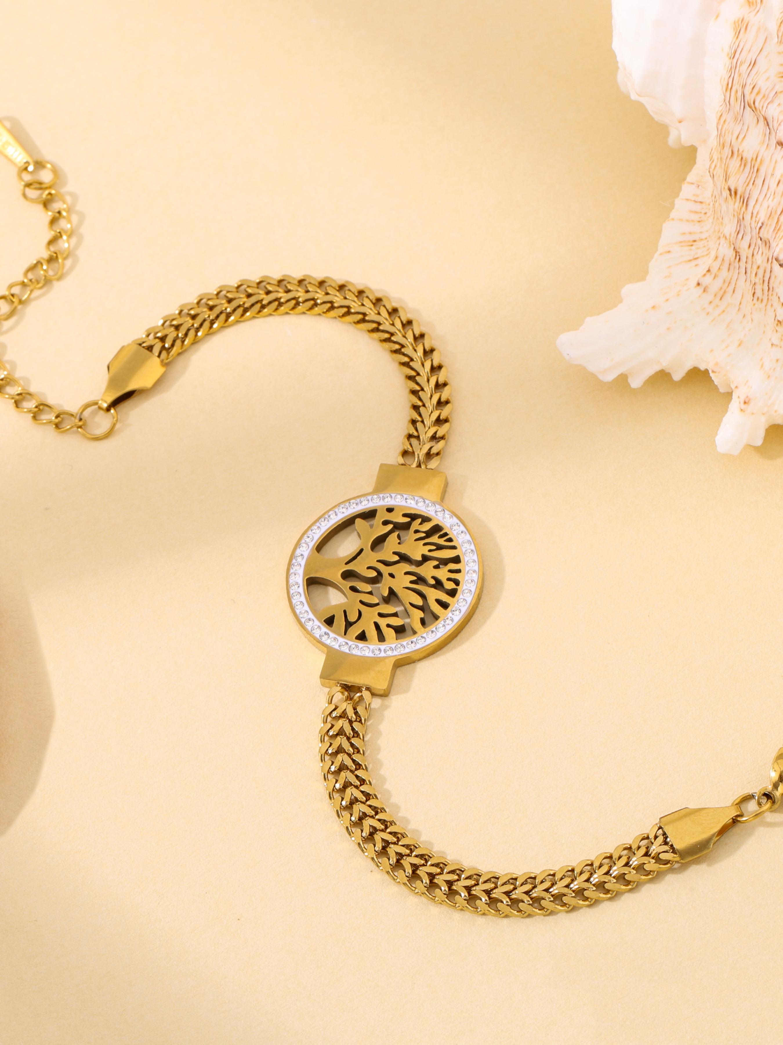 Elegant Zirconia Tree Bracelet, Life Tree Design, Versatile Jewelry Accessory for Everyday Wear, Enhance Your Layered Style