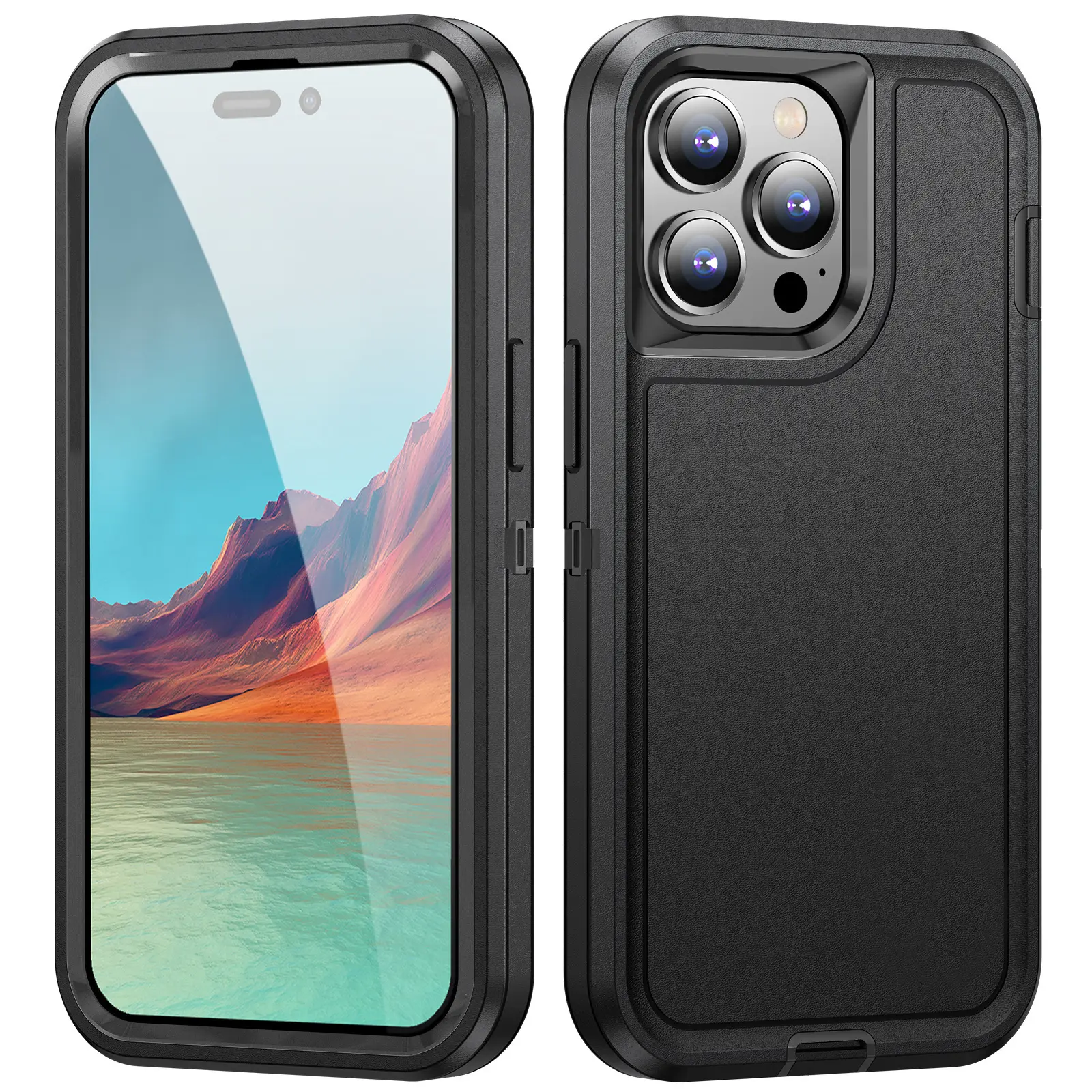 Compatible with iPhone 16, 15, 14 Pro Max Plus, 3IN1 Hybrid Heavy Duty Armor Magnetic Protective Phone Case HNZ0162