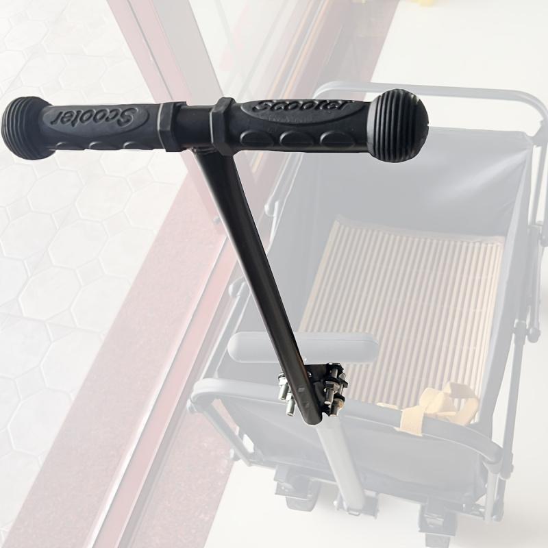 Universal Round Cart Handle - Ergonomic adjustable height replacement cart handle, durable metal construction with secure clamp installation, black handle suitable for campers, bicycles, lawn mowers, and gardening tools, round cart handle replacement part