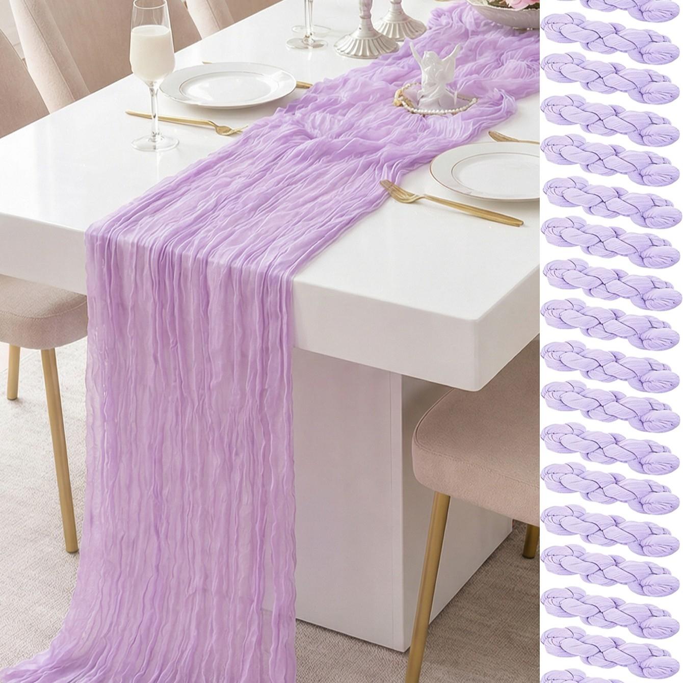 1/6/10pcs Purple Table Runner Bohemian Country-Style Table Runner, Suitable for Weddings, Baby Baptism Parties and Holiday Decorations