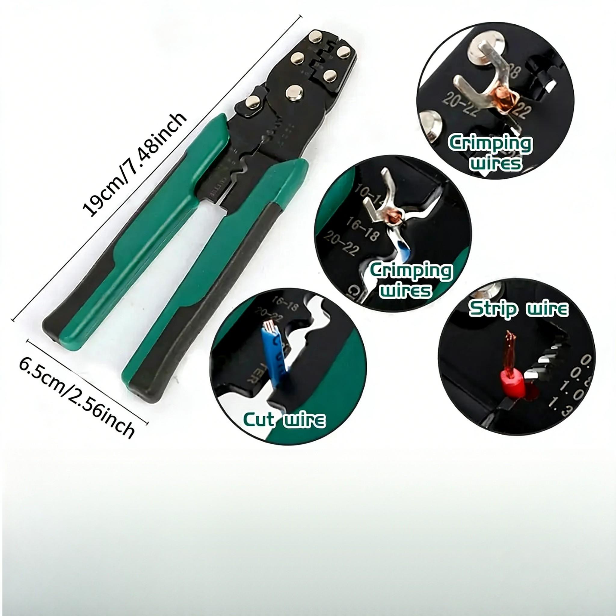 Professional Wire Crimping Tool, Multifunctional Durable Carbon Steel Pliers for Cutting Stripping Crimping 26-10 AWG Wires, Wirecutters, Hand Tools