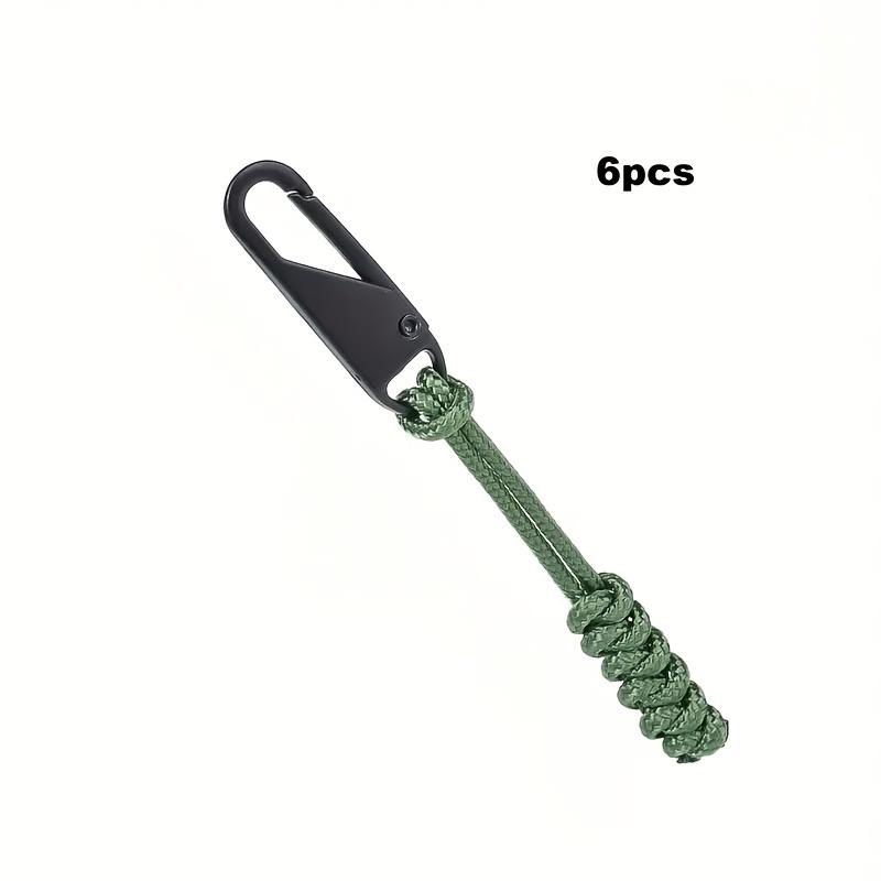 6Pcs Heavy Duty Braided Zipper Pulls Replacement, Metal Slider Zipper Tags for Backpack Jacket Bag Luggage, Outdoor Camping Hiking Zipper Fixer