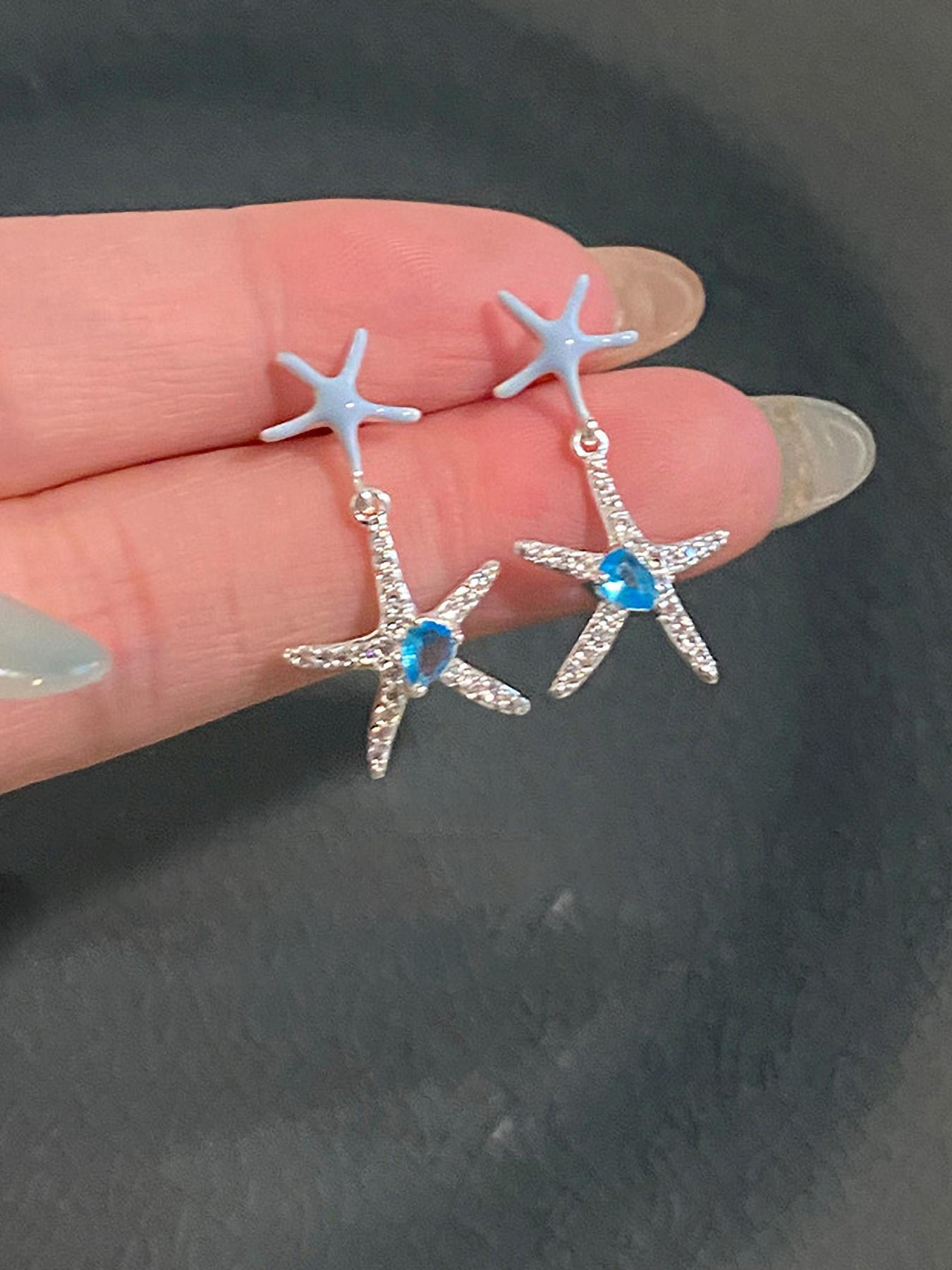 Elegant Multi-Layer Silver Color Glass Pearl Shell Starfish Pendant Necklace, Women's Fashion Jewelry, Perfect Gift Idea Elegant Multi-Layer Silver Color Glass Pearl Shell Starfish Pendant Necklace, Women's Fashion Jewelry, Perfect Gift Idea