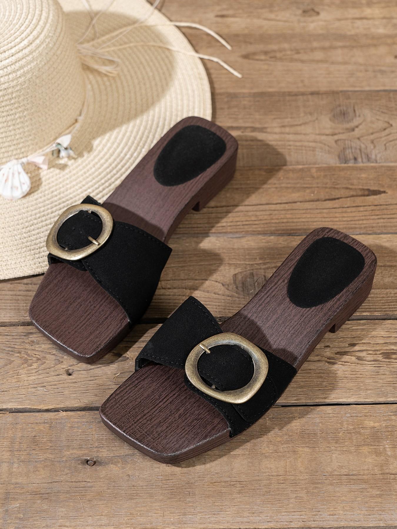 Women's Summer Square Toe Sandals, High-Quality PU Material, Rubber Sole, All-Season Wear, Fashionable & Comfortable Design