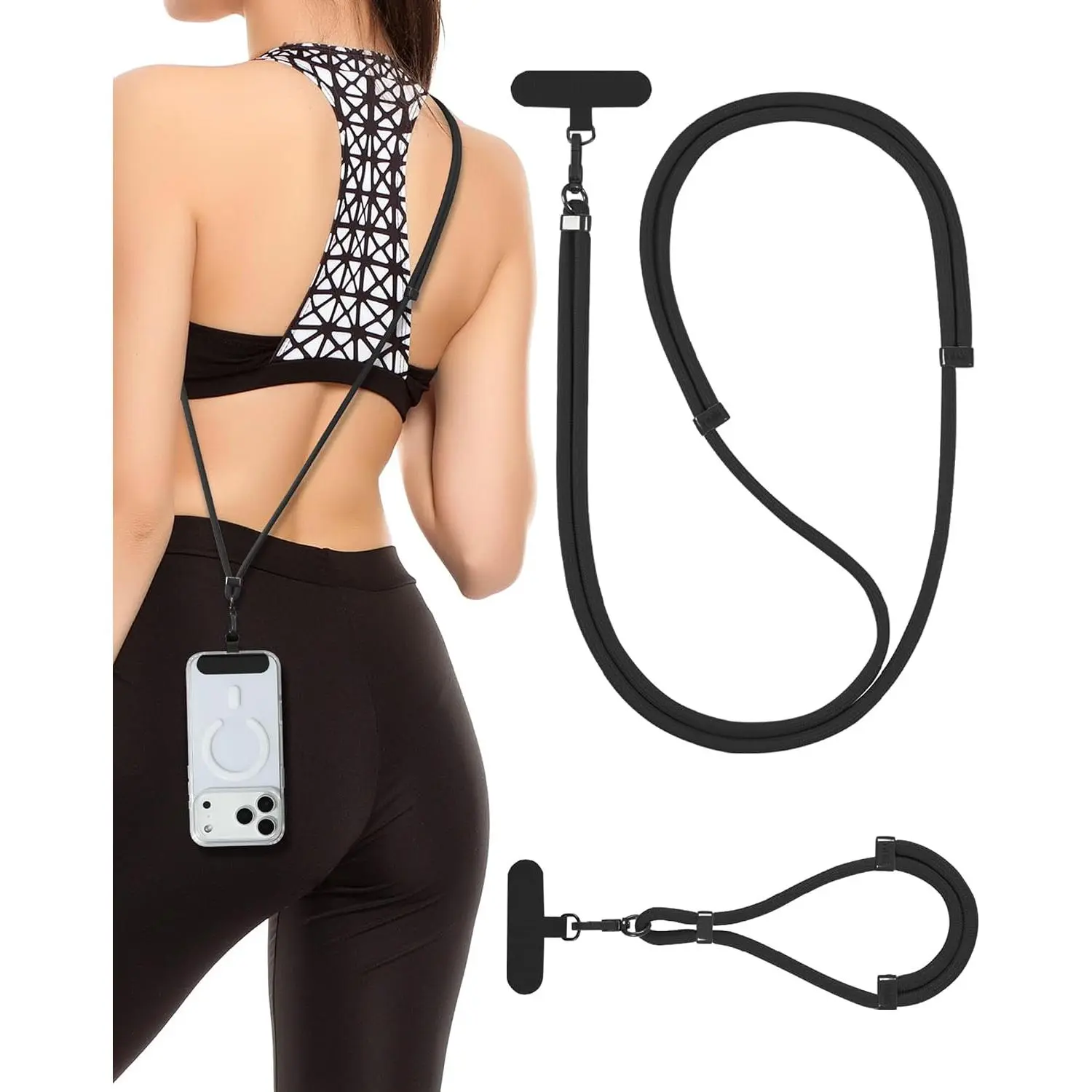 Cell Phone Lanyard for iPhone - Crossbody Phone Strap Black