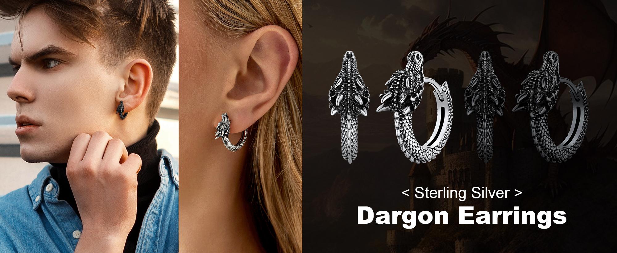 FaithHeart Dragon Hoop Earrings For Unisex Stainless Steel