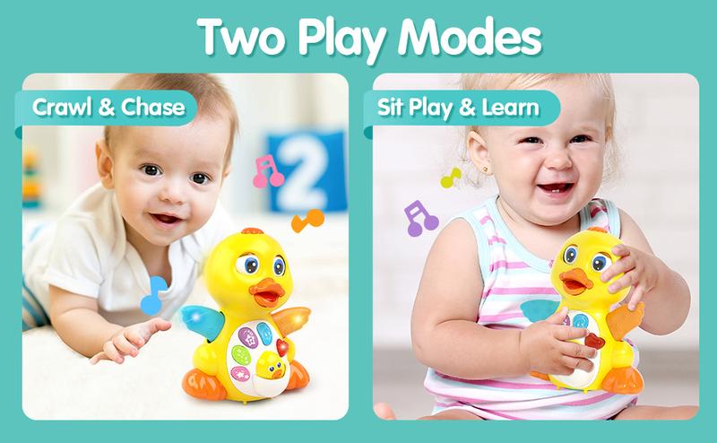 HOLA Multifunction Crawling Duck Musical Toys, Interactive Tummy Time Baby Toy with Music Lights and Motor Activities one Year Old Toys, Infant Toddler Toys Festival Stockingstuffers for Babies Light Music